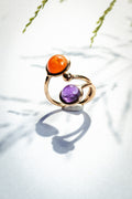 Anello in bronzo corniola e ametista