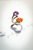 Anello in bronzo corniola e ametista