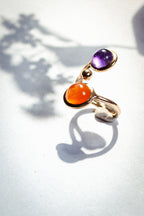 Anello in bronzo corniola e ametista