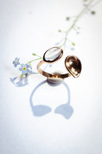 Anello in bronzo e labradorite bianca