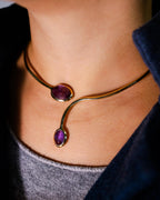 Collana rigida in bronzo e ametiste
